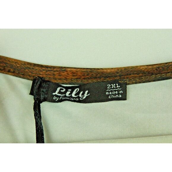 Lily by Firmiana Stunning Agate Stone Print Top 3/4 Sleeve Sharkbite Womens 2X - Picture 2 of 7